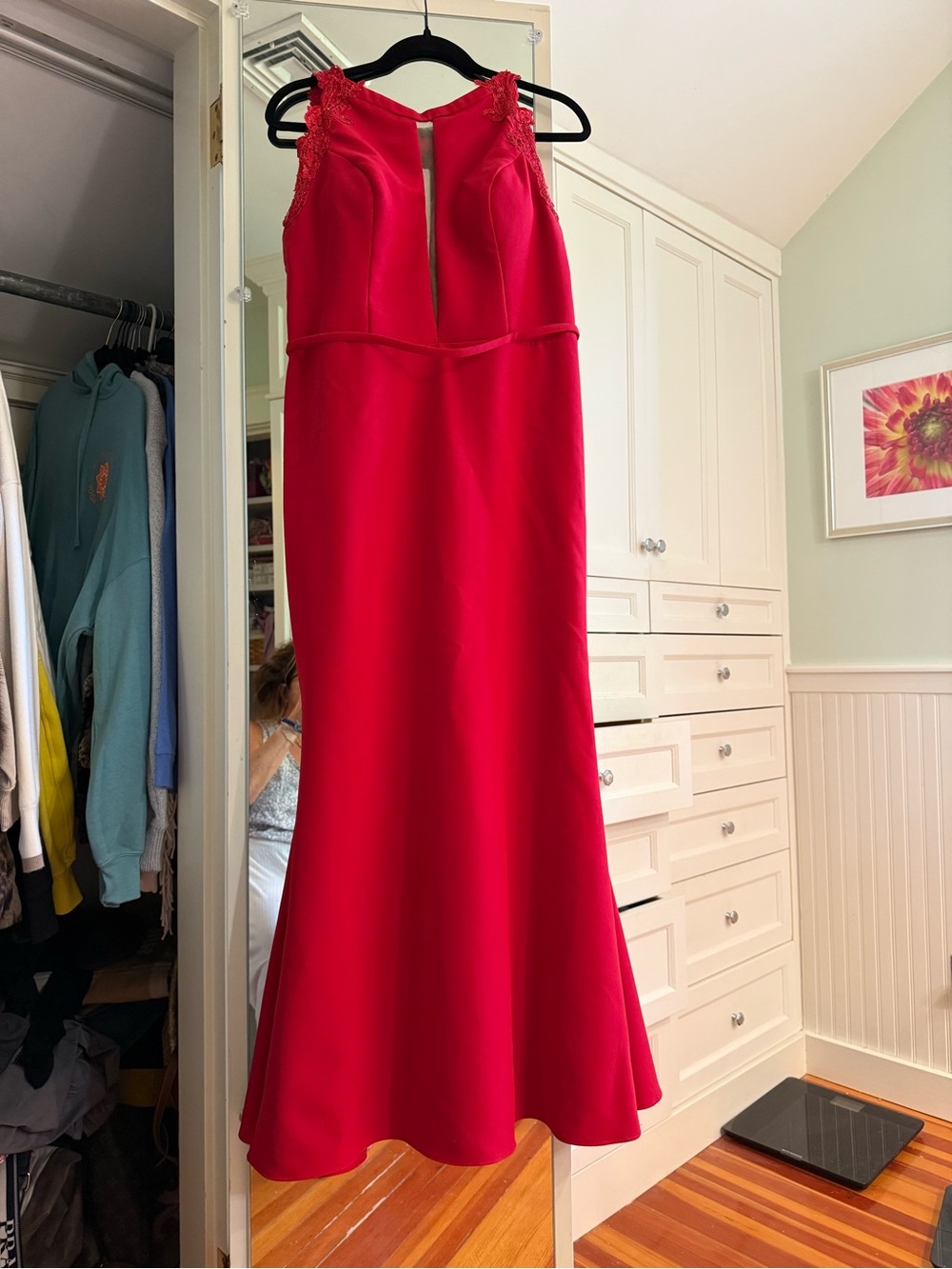 Red Sleeveless Prom Gown with Subtle Keyhole Detail - worn once!
